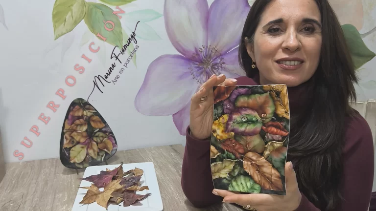 Curso virtual porcelana superposición de hojas