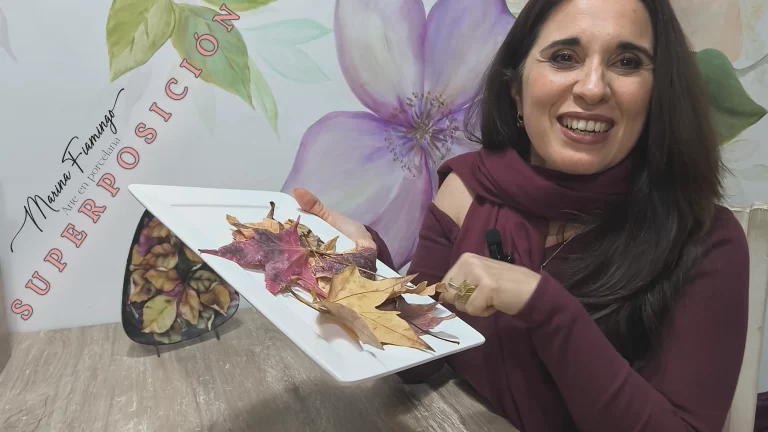 Curso virtual porcelana superposición de hojas Marina Fiamingo